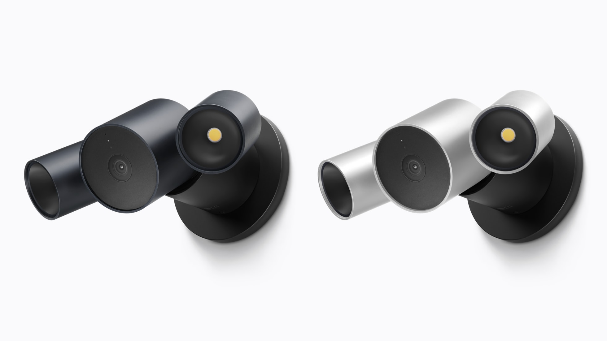 LG’s Floodlight Cam is shown in Essence Silver and Essence Graphite.