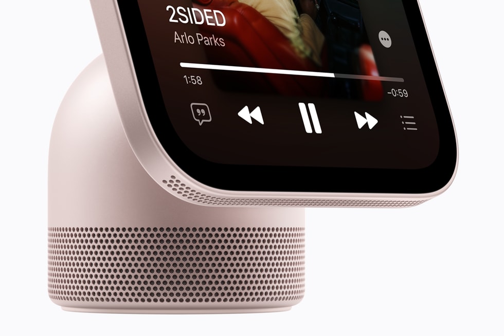 A close-up of the speakers on HomeView.