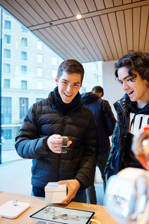 Customers checking out the latest products inside the new Apple Pacific Centre in Vancouver, Canada.