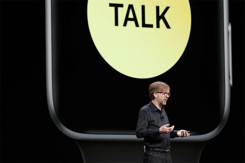 Kevin Lynch introduces watchOS 5 on stage at WWDC 2018.