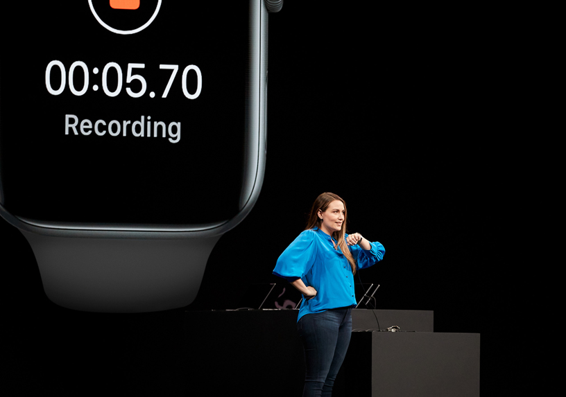 Haley Allen on stage at WWDC 2019.