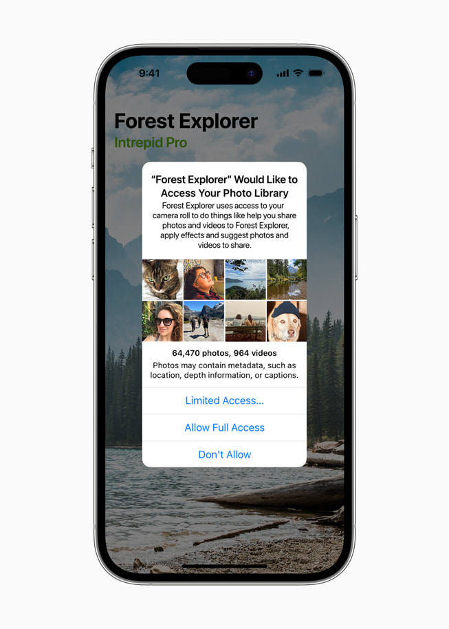 The Photos picker is shown on iPhone 14 Pro.