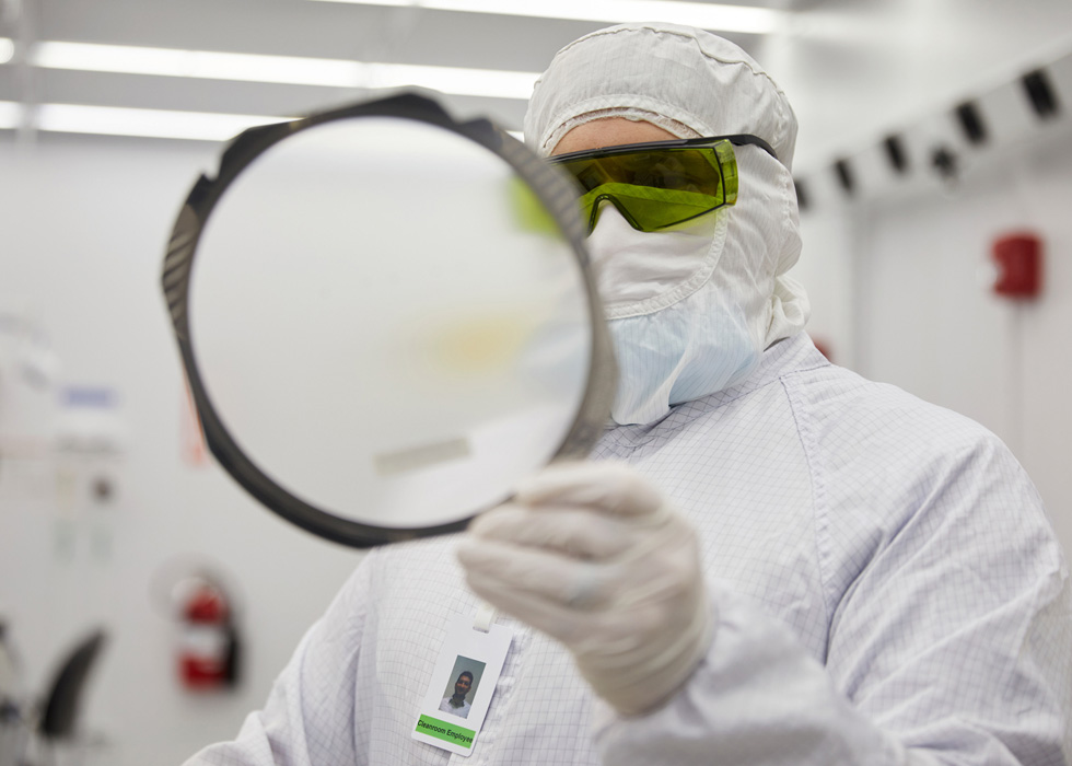 A II-VI lab technician at the Sherman, Texas, manufacturing facility.