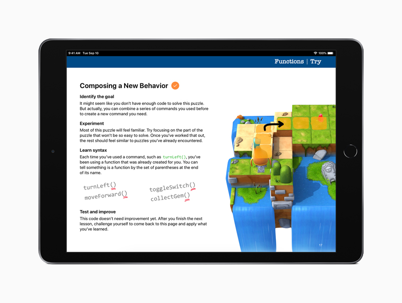 Everyone Can Code Puzzles on iPad.