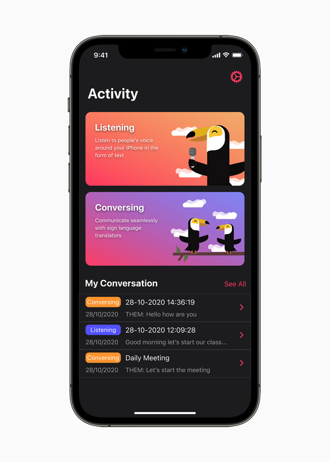 The Hearo app displayed on iPhone 12 Pro.