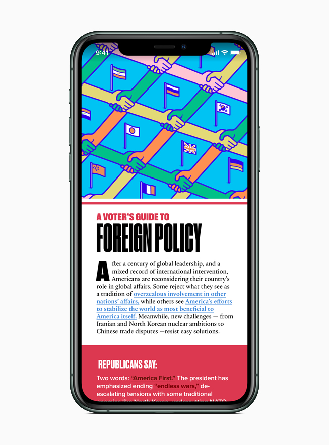 Apple News features a resource of important issues, including foreign policy.