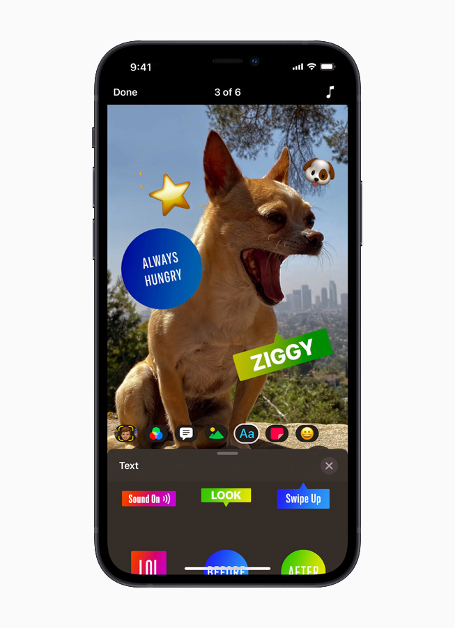 The Effects browser on Clips, displayed on iPhone 12.