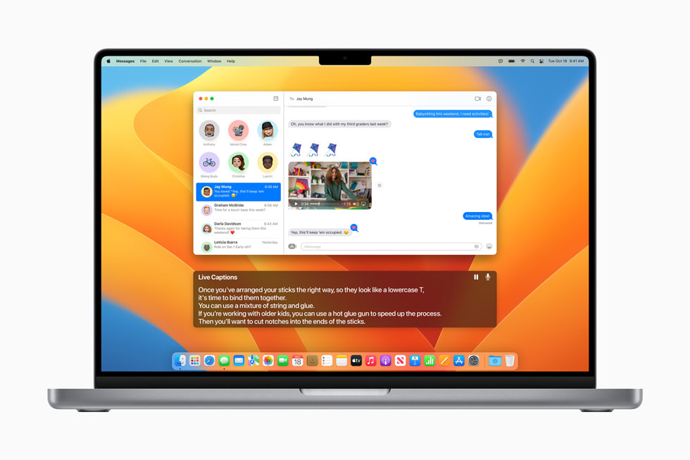 Live Captions displayed on MacBook Pro.