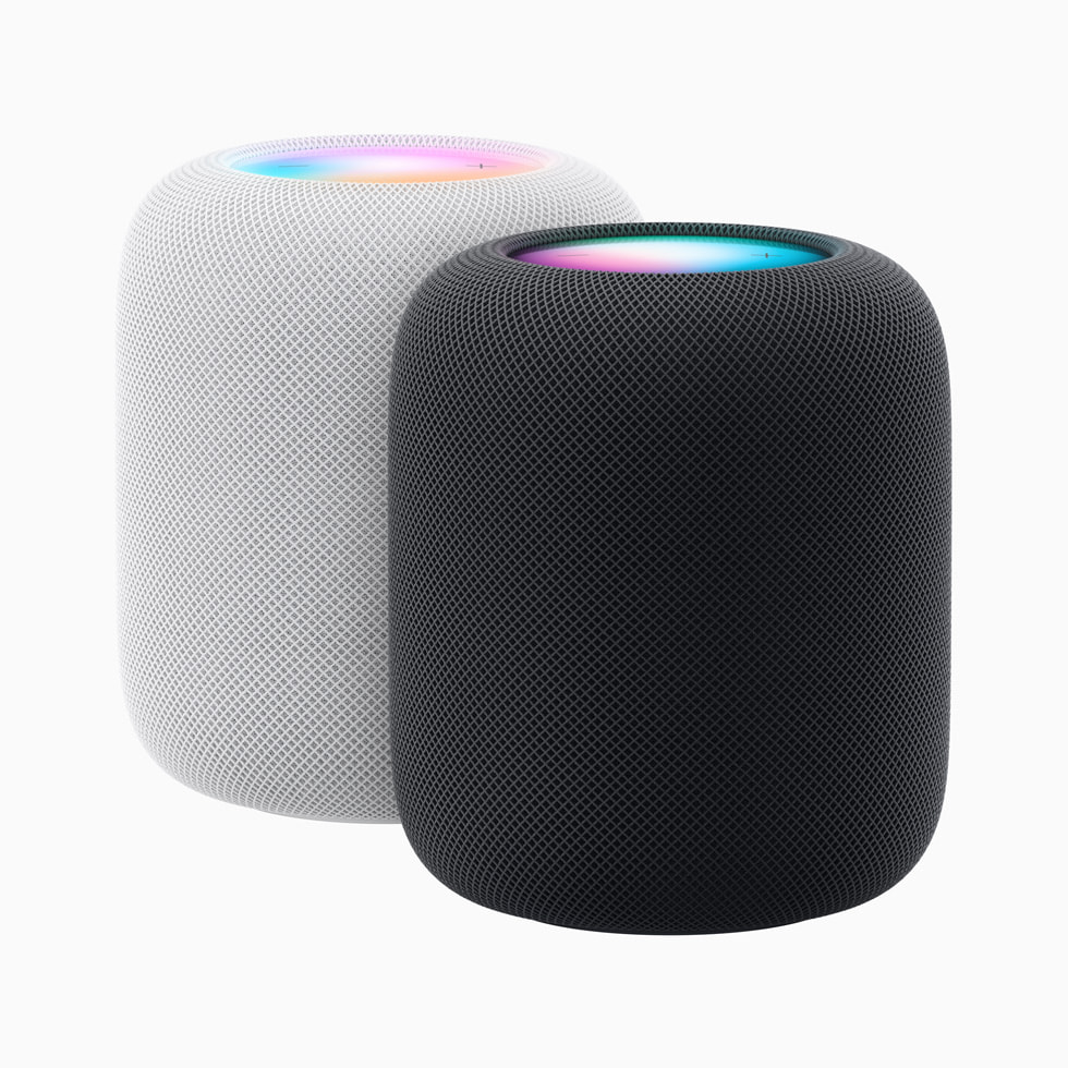 Two HomePod (2nd generation) devices are shown on a white background.