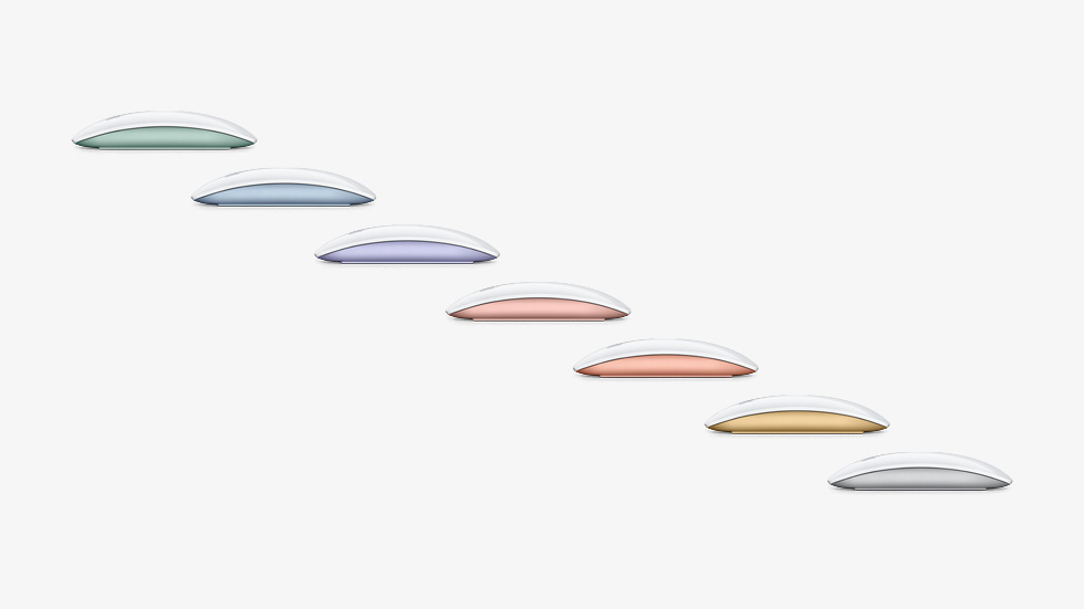 Color-matched Magic Mouse, featured in seven colors.