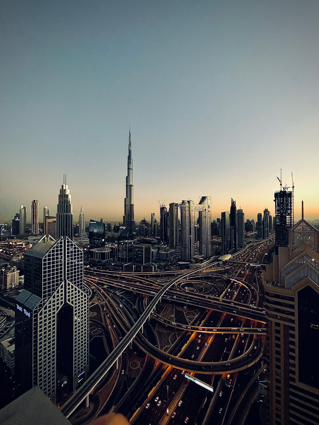 Skyline view of Dubai.