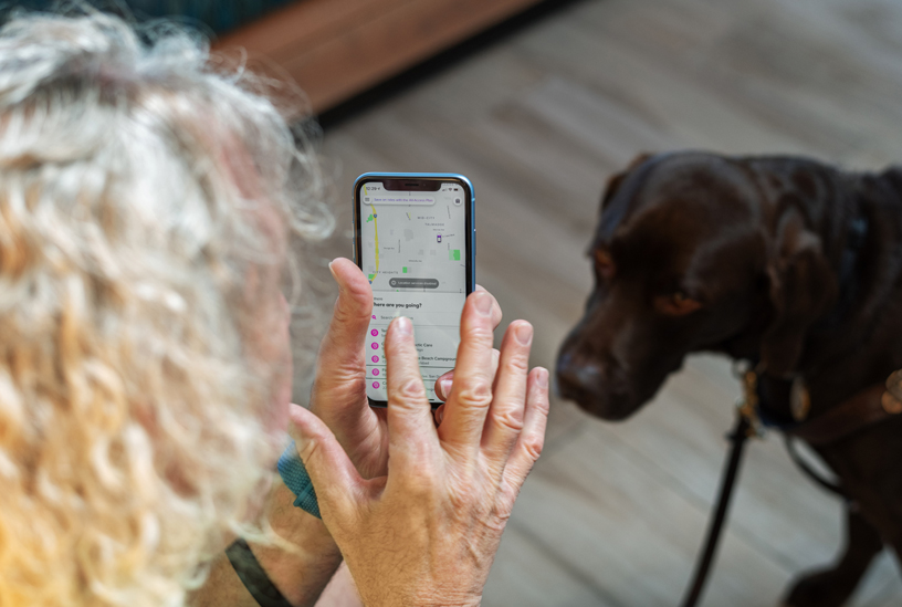 Scott Leason with his seeing eye dog Snickers.