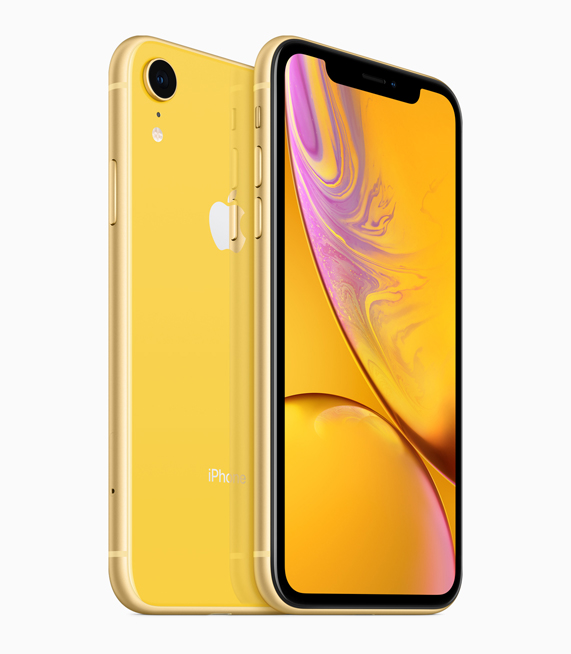 iPhone XR with yellow finish.