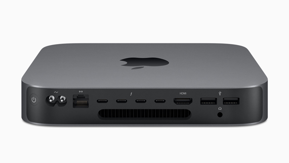 A photo of the connector ports on the new Mac mini.