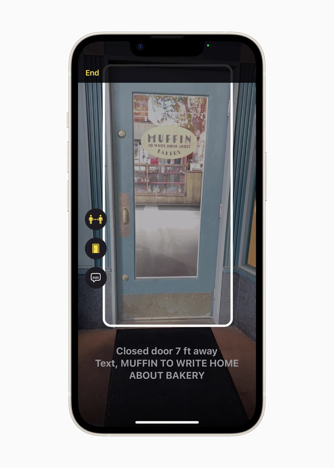 iOS 16’s Door Detection accessibility feature on iPhone 14.
