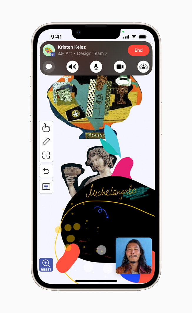 Whiteboard session using SharePlay in the Explain Everything app displayed on iPhone 13.
