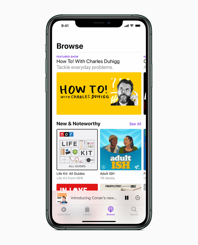 iPhone showing Apple Podcasts.