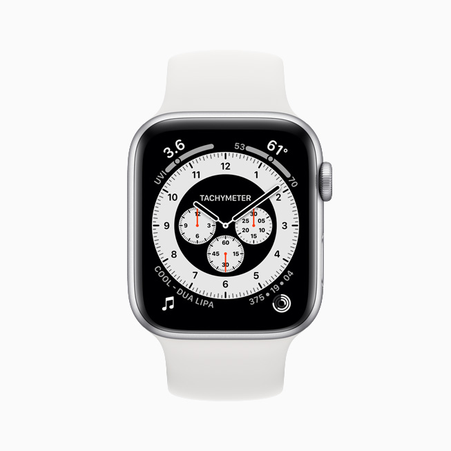 Chronograph Pro watch face displayed on Apple Watch Series 6.