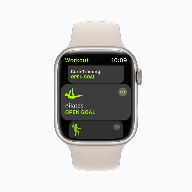 Apple Watch Series 7 showing the new Pilates workout.
