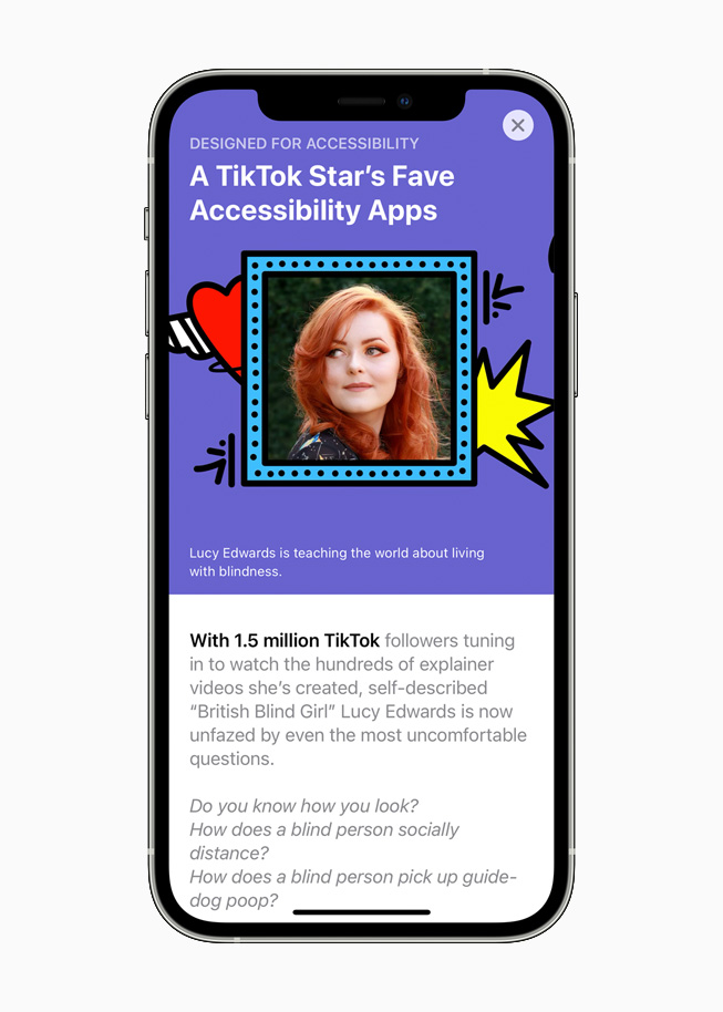 Designed for Accessibility spotlight in the App Store displayed on iPhone 12 Pro.