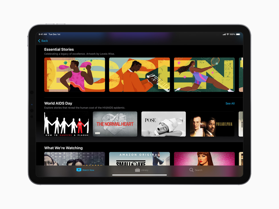 The World AIDS Day collection in the Apple TV app on the 11-inch iPad Pro.