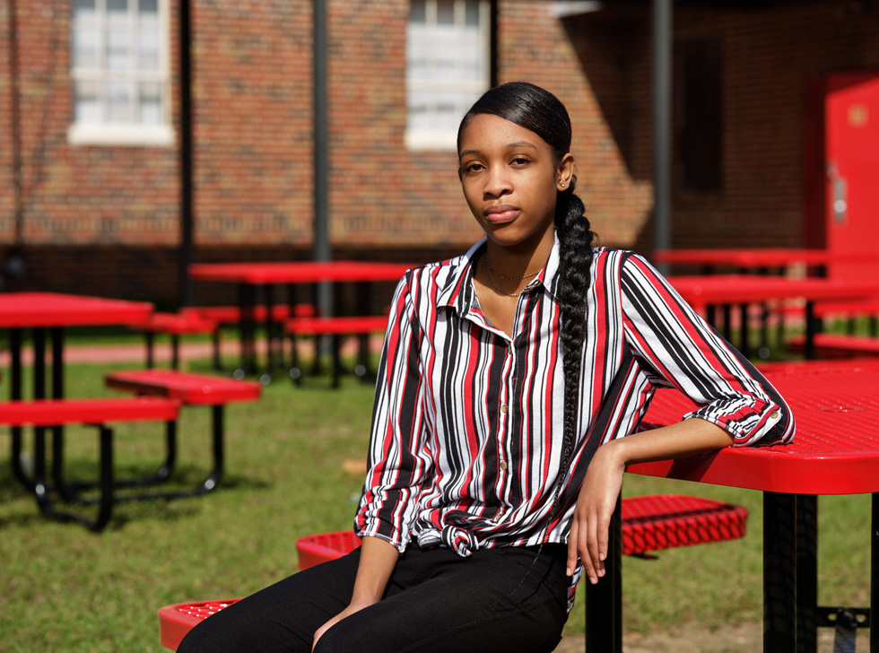 Jazaria Black, photographed outdoors.