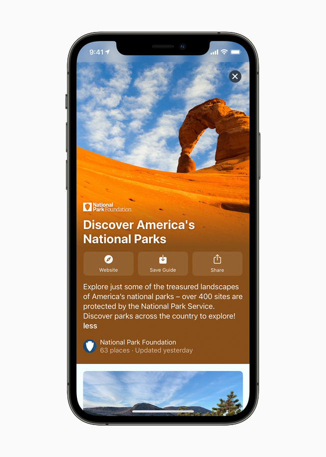 Guides in Maps of Discover America’s National Parks on iPhone 12 Pro.