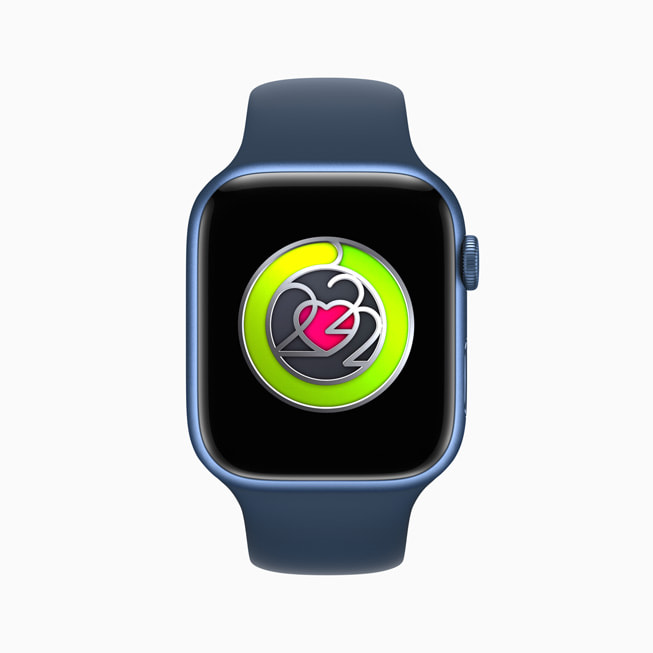 The Heart Month Activity Challenge icon is shown on Apple Watch.