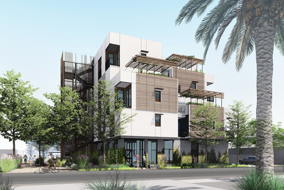 A rendering of the Charities Housing Development Corporation project.