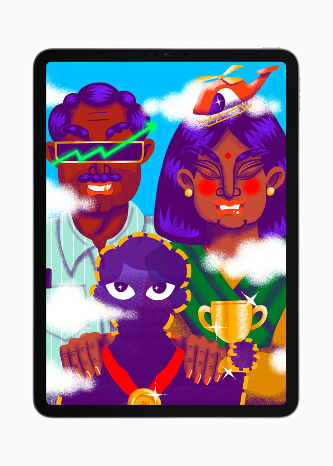 رسم "Ascension" معروض على جهاز iPad Pro.