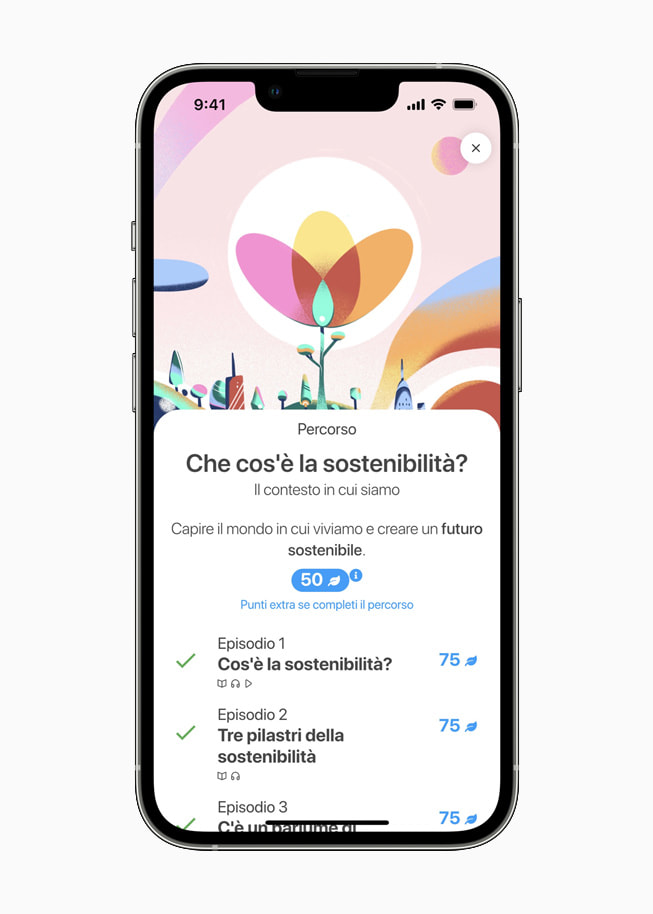 Selezione di un percorso di AWorld su iPhone 13 Pro.