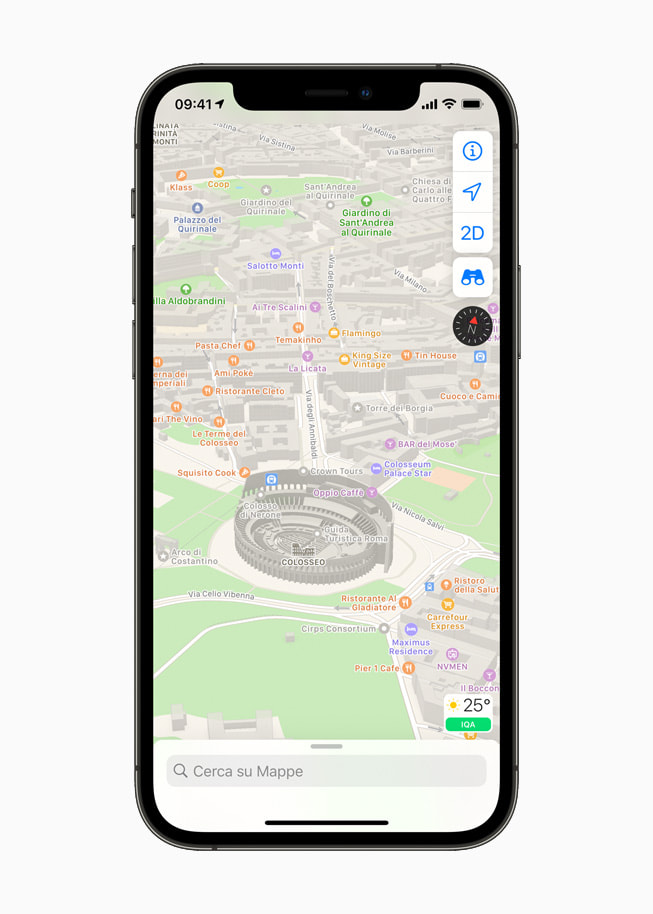 Mappe di Apple con una vista di Roma con il Colosseo.