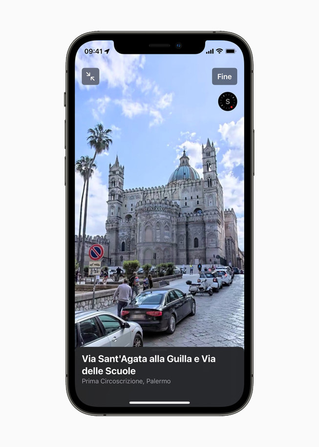 Mappe con una vista della Cattedrale di Palermo da Via Sant’Agata alla Guilla.
