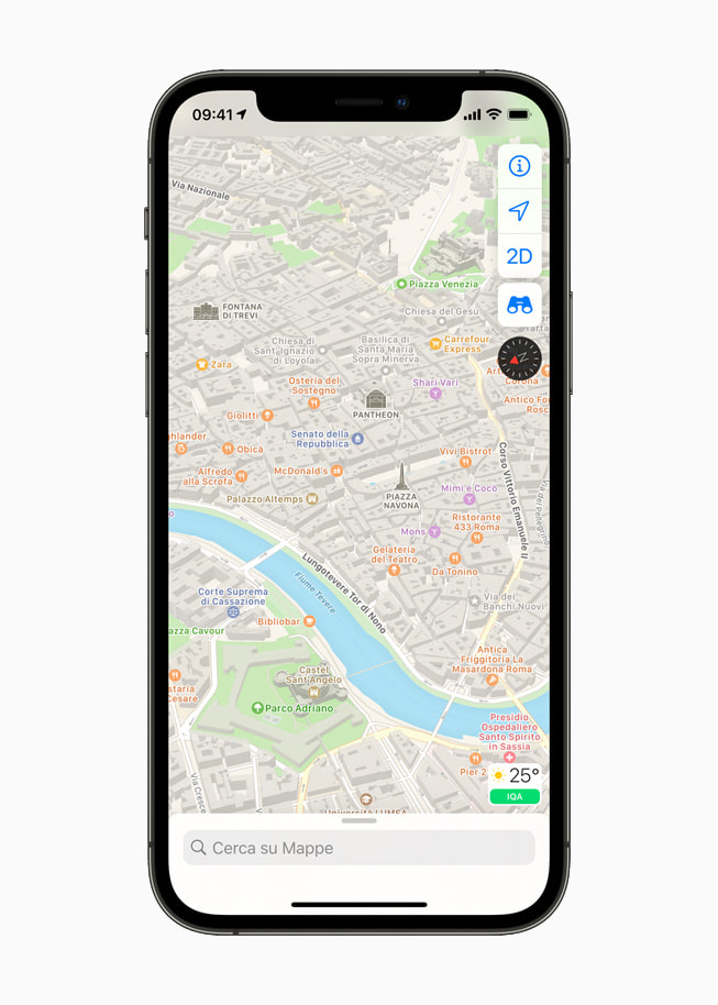 Mappe con una vista di Roma, fra cui il Pantheon e la Fontana di Trevi.