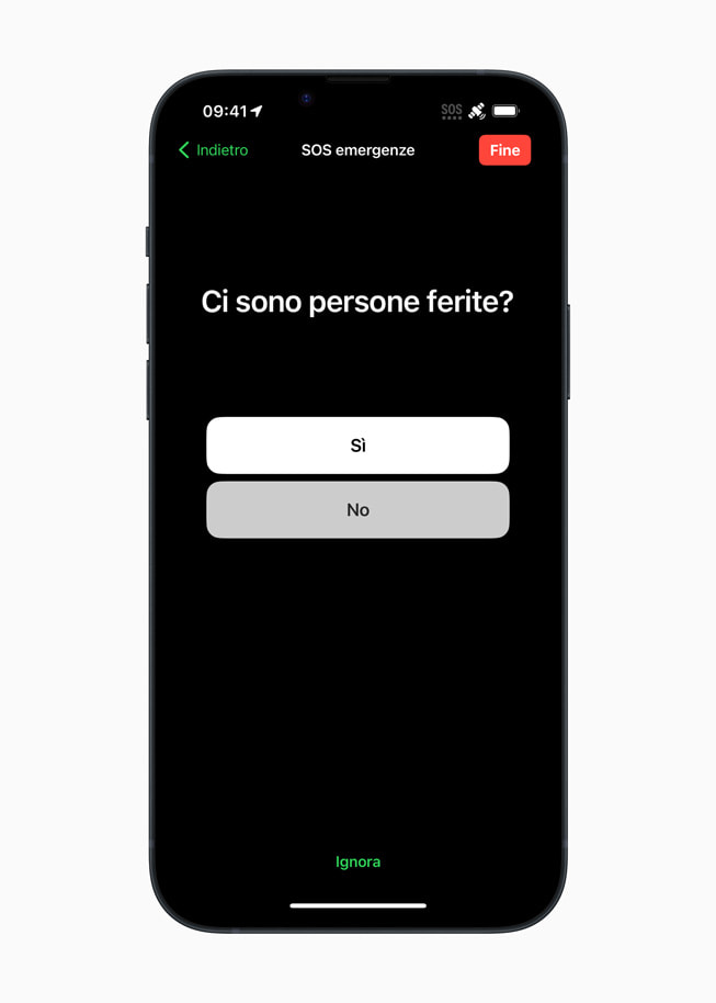“Ci sono persone ferite?” domanda del breve questionario su iPhone 14 Plus.