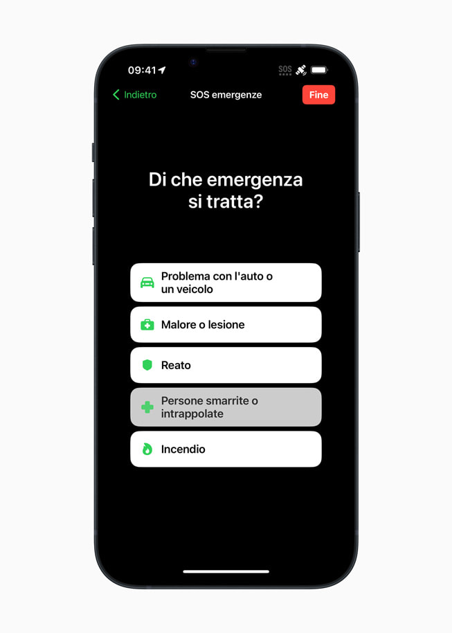 “Di che emergenza di tratta?” domanda del breve questionario su iPhone 14 Plus.