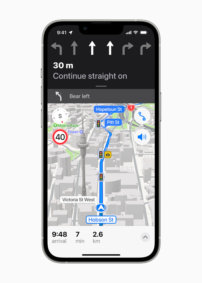 New Zealand’s updated Maps navigation features on iPhone 13 Pro.