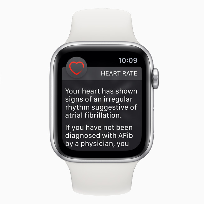 The heart rate notification screen displayed on Apple Watch.
