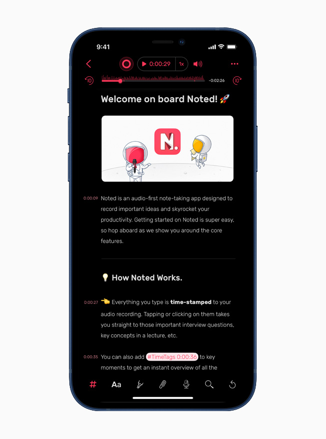 Digital Workroom’s Noted app, displayed on iPhone 12.