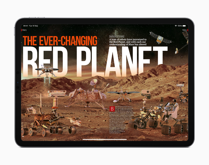 iPad showing an article from Apple News+.