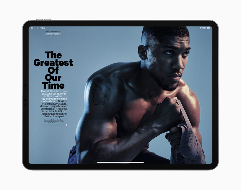 iPad showing an article from Apple News+.