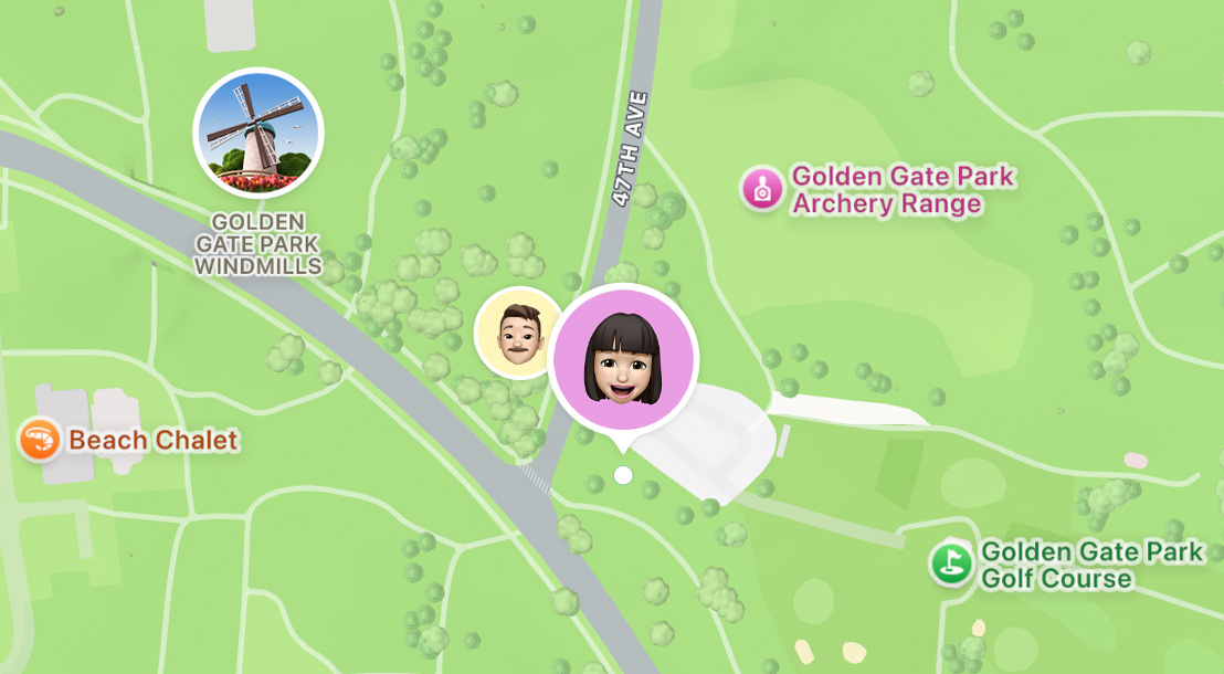 尋找 app 中顯示朋友目前在地圖上的位置