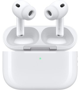 AirPods Pro nyitott fedelű töltőtokban.