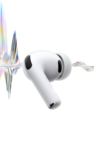 AirPods Pro 3, coloris blanc, micro à réduction de bruit, embout en silicone, tige courte