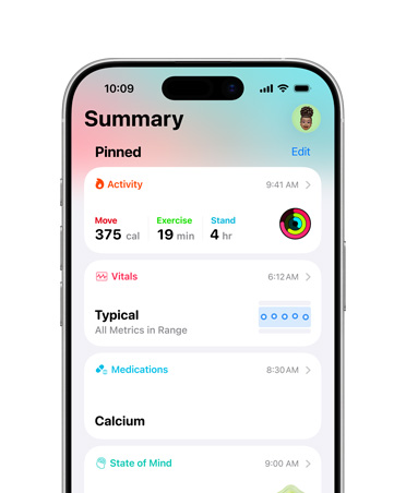 Resumo de segurança afixado no iPhone