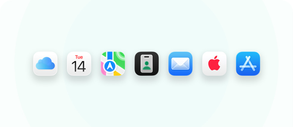 Une gamme d’apps et d’outils professionnels, dont iCloud, Calendrier, Plans, Apple Business, Mail, AppleCare et App Store 