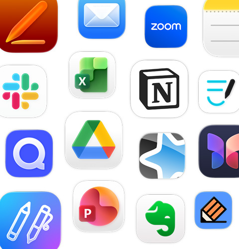 Una serie di icone di app di produttività, tra cui Google Drive, Evernote, Slack e Quizlet
