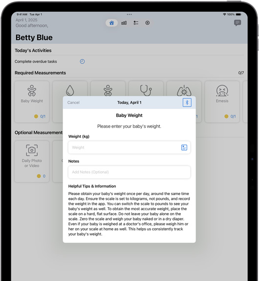 Un iPad affichant l’app Locus Health.