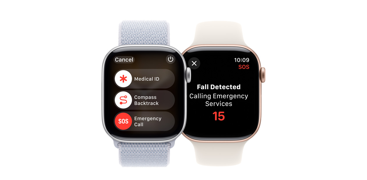 Une Apple Watch affichant le logiciel Détection de chute.