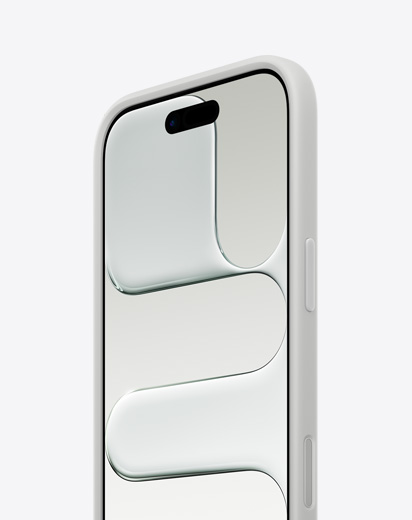 Parte da frente e lateral do iPhone Air, mostrando o design fino e o Bumper cinza-claro